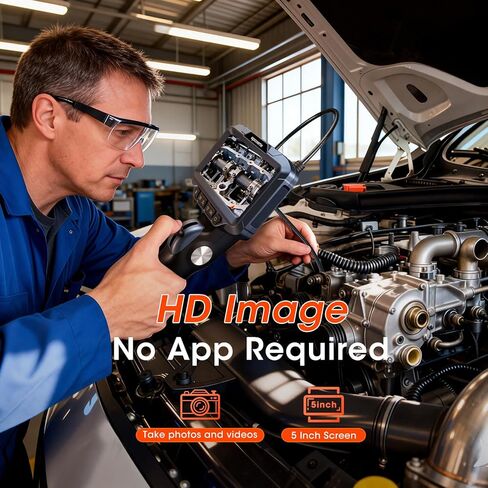 BESTISAN Dual Lens Articulating Borescope, 5" Endoscope Camera with Light, 1080P Two-Way Articulated Industrial Flexible Snake Inspection Camera for Auto Home Wall & HVAC-5FT in Kuwait