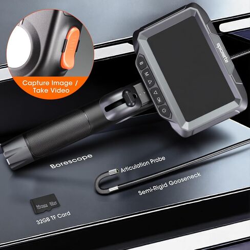 BESTISAN Dual Lens Articulating Borescope, 5" Endoscope Camera with Light, 1080P Two-Way Articulated Industrial Flexible Snake Inspection Camera for Auto Home Wall & HVAC-5FT in Kuwait