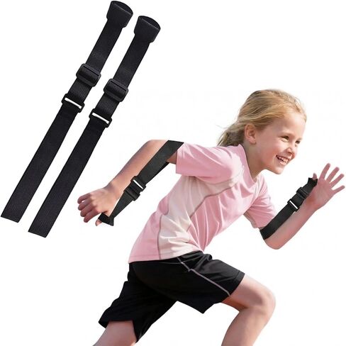 زوج واحد من مدرب تأرجح الذراع القابل للتعديل للشباب يصحح وضع الذراع لرشاقة المضمار والميدان وتدريب السرعة، مصحح تأرجح الذراع، مثبت وضعية الذراع - معدات تدريب الرياضيين الشباب للجنسين (أسود) in Kuwait