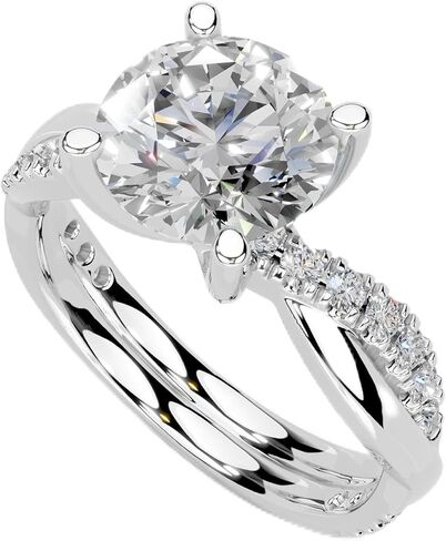 1-5 قيراط 14K 18K الذهب البلاتين ملتوية على طراز Round Round Round Lab خاتم الماس ، المشاركة ، الذكرى السنوية ، حفل زفاف ، معتمد من IGI ، حلقات الوعد للنساء (1-5 CT ، F-G Color ، VS1-VS2 Clarity) in Kuwait