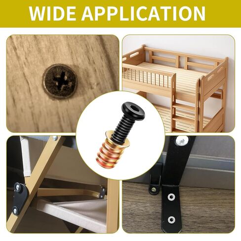 28 Sets 1/4-20 x 1-5/32" Threaded Wood Inserts Furniture Screw Assortment Nut and Wood Inserts Bolt and 2 Pcs Wrench,Furniture Fastenerr in Saudi Arabia