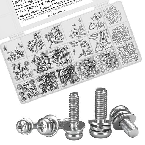 600Pcs Machine Screws Assortment Kit, M2 M2.5 M3 M4 M5 Phillips Pan Head Bolts and Nuts Set Kit, 304 Stainless Steel Metric Combination Screw with Fixed Washers (All-in-One Design) for DIY Projects in Saudi Arabia