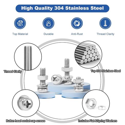 600Pcs Machine Screws Assortment Kit, M2 M2.5 M3 M4 M5 Phillips Pan Head Bolts and Nuts Set Kit, 304 Stainless Steel Metric Combination Screw with Fixed Washers (All-in-One Design) for DIY Projects in Saudi Arabia