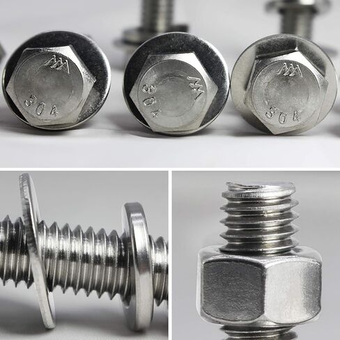 SUNXULIMI 1/4-20 x 2-1/2" Bolts and Nuts Hex Head Bolts Screws, Nuts, Flat Lock Washers Hexagonal Head Bolt Stainless Bolts Machine Fully Thread Bright Assortment Kit 10Sets in Saudi Arabia