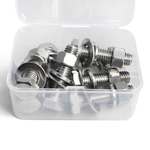 SUNXULIMI 1/4-20 x 2-1/2" Bolts and Nuts Hex Head Bolts Screws, Nuts, Flat Lock Washers Hexagonal Head Bolt Stainless Bolts Machine Fully Thread Bright Assortment Kit 10Sets in Saudi Arabia