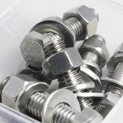 SUNXULIMI 1/4-20 x 2-1/2" Bolts and Nuts Hex Head Bolts Screws, Nuts, Flat Lock Washers Hexagonal Head Bolt Stainless Bolts Machine Fully Thread Bright Assortment Kit 10Sets in Saudi Arabia