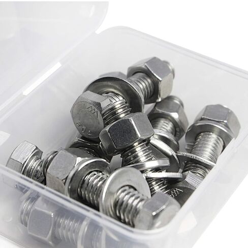SUNXULIMI 1/4-20 x 2-1/2" Bolts and Nuts Hex Head Bolts Screws, Nuts, Flat Lock Washers Hexagonal Head Bolt Stainless Bolts Machine Fully Thread Bright Assortment Kit 10Sets in Saudi Arabia