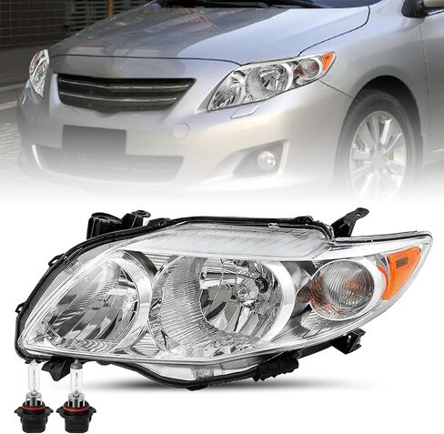 مجموعة المصابيح الأمامية JSBOYAT لموديلات 2009 2010 Toyota Corolla CE/LE/XLE غطاء أسود كهرماني عاكس زوج بديل للسائق وجانب الركاب... in Saudi Arabia
