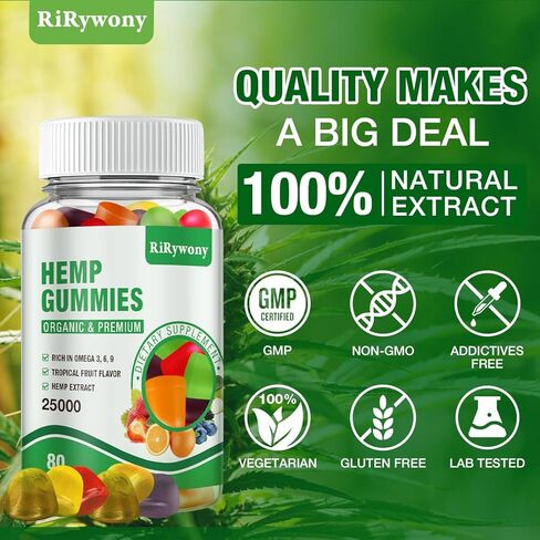 3 Packs Hemp Gummies for Sleep, Pain, Anxiety Relaxation and Peace, High Potency Edible Gummies Extra Strength Organic Hemp Oil Extract Vegan Bear Gummy - 240 Counts Candy in Kuwait