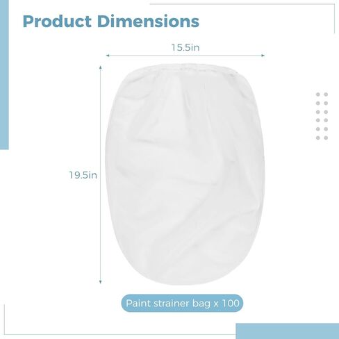100 PCS Paint Strainer Bags, 5 Gallon Fine Mesh Filter Bags Disposable Paint Strainer Bags, Bucket Strainers with Elastic Opening Filter Bags for Paint Gardening in Saudi Arabia