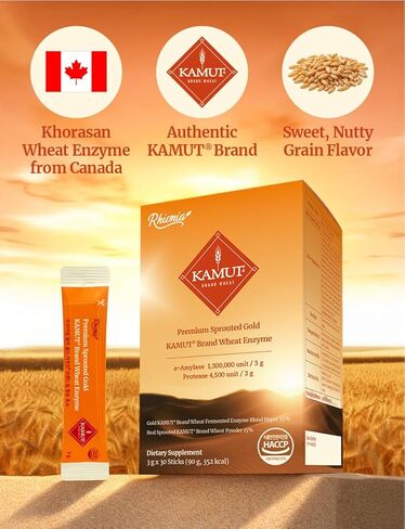 Sprouted KAMUT® Brand Wheat Enzyme Powder, 3g x 30 Sticks Fermented Grain Blend, Injeolmi Flavor in Saudi Arabia