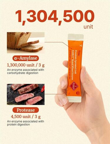 Sprouted KAMUT® Brand Wheat Enzyme Powder, 3g x 30 Sticks Fermented Grain Blend, Injeolmi Flavor in Saudi Arabia