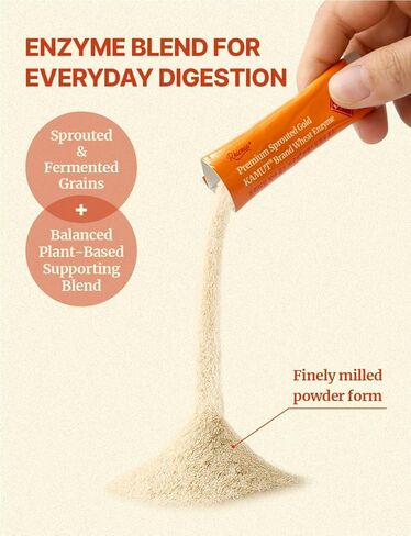 Sprouted KAMUT® Brand Wheat Enzyme Powder, 3g x 30 Sticks Fermented Grain Blend, Injeolmi Flavor in Saudi Arabia