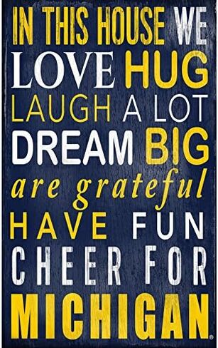 Fan Creations Michigan Wolverines 12" x 19" in This House Wood Sign in Kuwait