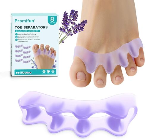 Promifun Toe Separators, 8 Pack Bunion Corrector for Women/Men, Soft Toe Spacers with Lavender Extract - Dividers to Correct Bunions, Hammertoes, Overlapping Toes (Lavender) in Saudi Arabia
