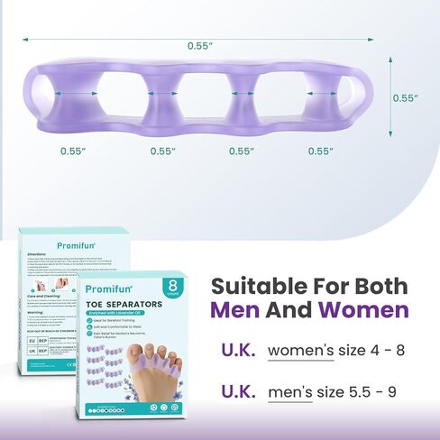 Promifun Toe Separators, 8 Pack Bunion Corrector for Women/Men, Soft Toe Spacers with Lavender Extract - Dividers to Correct Bunions, Hammertoes, Overlapping Toes (Lavender) in Saudi Arabia