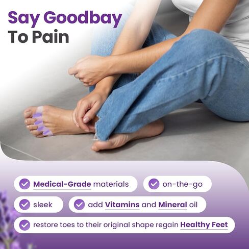 Promifun Toe Separators, 8 Pack Bunion Corrector for Women/Men, Soft Toe Spacers with Lavender Extract - Dividers to Correct Bunions, Hammertoes, Overlapping Toes (Lavender) in Saudi Arabia