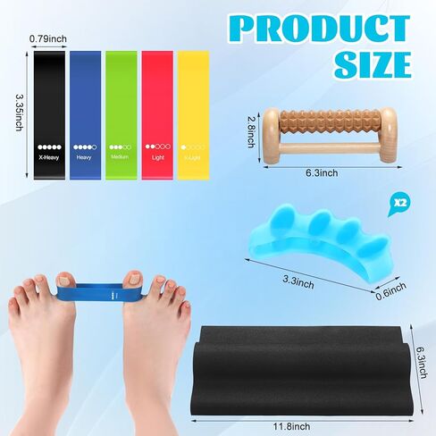 AceOrbit 8 Pcs Toe Exercise Kit Includes Toe Stretcher Bands Toes Separators Foot Stretcher Pad and Foot Roller Relief Set for Bunions Hallux Valgus Corrector Heel Spurs Tendonitis in Saudi Arabia