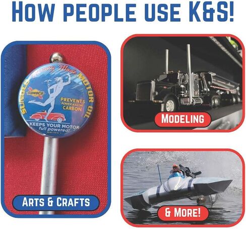 أنابيب ألومنيوم مستديرة K&S 1111، 3/16 بوصة OD × 0.014 بوصة جدار × 36 بوصة طول، 6 أنابيب، مصنوعة في الولايات المتحدة الأمريكية in Kuwait