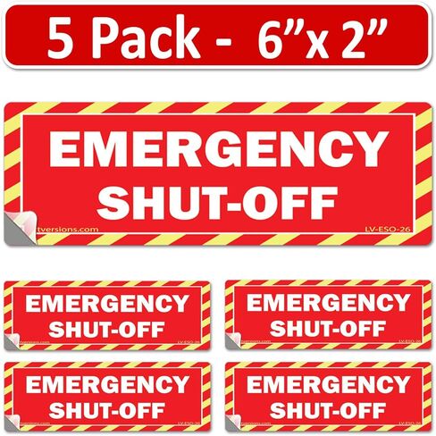 5 عبوات مقاس 15.24 سم × 5.08 سم، ملصقات أمان حمراء لإيقاف تشغيل الوقود في حالات الطوارئ، ملصقات تحذيرية للسلامة، ملصق إشارة خطر، لوحة كهربائية شديدة التحمل 6 × 2 2 × 6 فينيل فقط in Kuwait