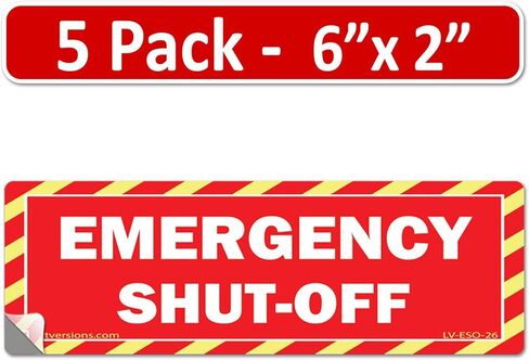 5 عبوات مقاس 15.24 سم × 5.08 سم، ملصقات أمان حمراء لإيقاف تشغيل الوقود في حالات الطوارئ، ملصقات تحذيرية للسلامة، ملصق إشارة خطر، لوحة كهربائية شديدة التحمل 6 × 2 2 × 6 فينيل فقط in Kuwait