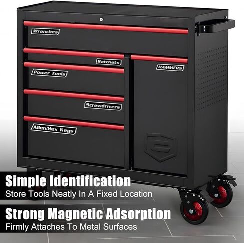 12 PCS Magnetic Tool Box Labels, 3D-Printed Labels, General Tool Box Organize Accessories, Reusable Tags for Steel Toolboxes, Carts, Drawers, and Cabinets (Black) in Saudi Arabia