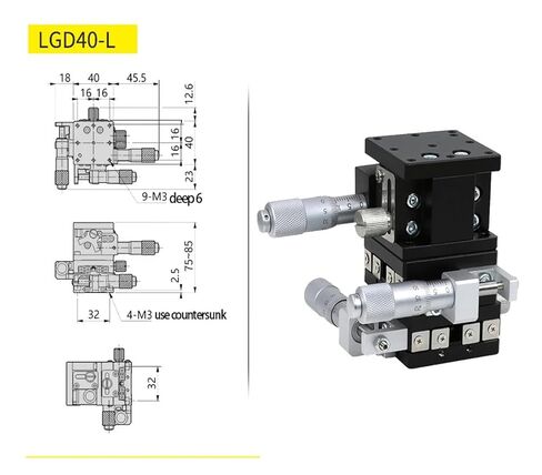 XYZ axis 40x40mm LGD40-L fine-Tuning Trimming Station Manual Displacement Platform in Saudi Arabia