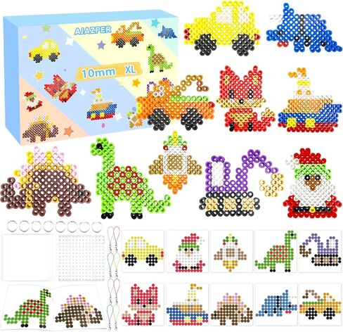طقم حبات الصمامات مقاس 10 مم للأطفال - ألوان مختلطة فتيل فتيل مركبة مع Pegboard ، وأوراق الكي والملحقات ، والخرز الحديد XL للحرف ، والفنون وحرف DIY للألعاب للأطفال. in Kuwait