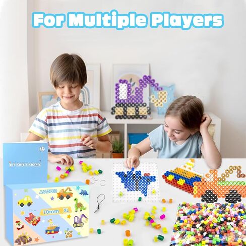 طقم حبات الصمامات مقاس 10 مم للأطفال - ألوان مختلطة فتيل فتيل مركبة مع Pegboard ، وأوراق الكي والملحقات ، والخرز الحديد XL للحرف ، والفنون وحرف DIY للألعاب للأطفال. in Kuwait