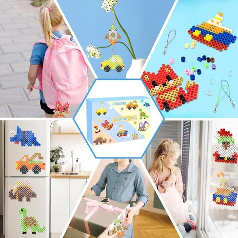 طقم حبات الصمامات مقاس 10 مم للأطفال - ألوان مختلطة فتيل فتيل مركبة مع Pegboard ، وأوراق الكي والملحقات ، والخرز الحديد XL للحرف ، والفنون وحرف DIY للألعاب للأطفال. in Kuwait