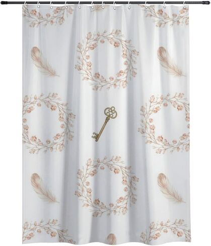 ستارة دش غربية مزخرفة بالزهور مع خطافات، ستارة دش بوهيمية مقاومة للماء للصيف، ستائر عتيقة من القماش قابلة للغسل للحمام لحوض الاستحمام بوهو ديكور الحمام 72 × 72 بوصة in Kuwait