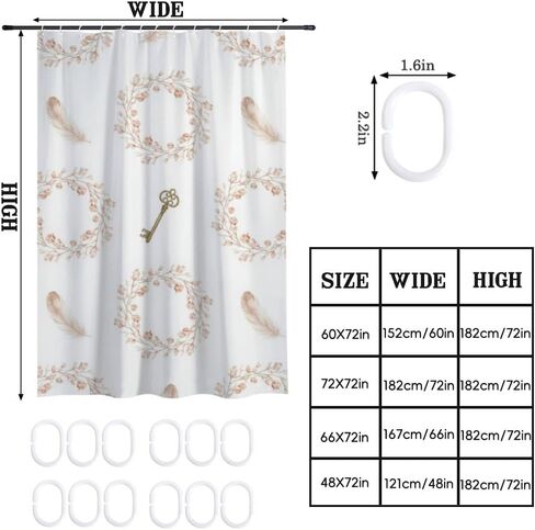 ستارة دش غربية مزخرفة بالزهور مع خطافات، ستارة دش بوهيمية مقاومة للماء للصيف، ستائر عتيقة من القماش قابلة للغسل للحمام لحوض الاستحمام بوهو ديكور الحمام 72 × 72 بوصة in Kuwait