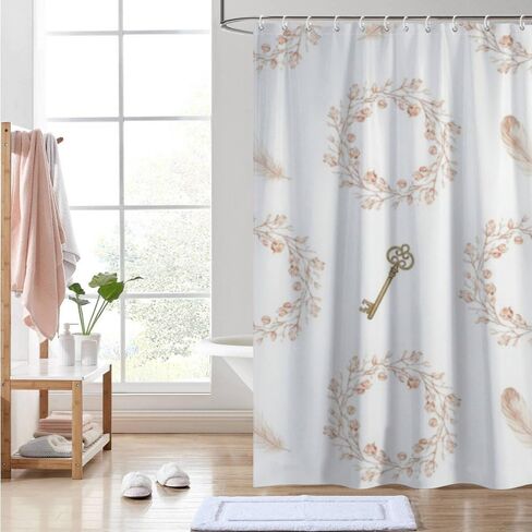 ستارة دش غربية مزخرفة بالزهور مع خطافات، ستارة دش بوهيمية مقاومة للماء للصيف، ستائر عتيقة من القماش قابلة للغسل للحمام لحوض الاستحمام بوهو ديكور الحمام 72 × 72 بوصة in Kuwait