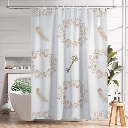 ستارة دش غربية مزخرفة بالزهور مع خطافات، ستارة دش بوهيمية مقاومة للماء للصيف، ستائر عتيقة من القماش قابلة للغسل للحمام لحوض الاستحمام بوهو ديكور الحمام 72 × 72 بوصة in Kuwait