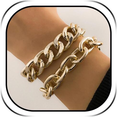 Chunky Gold Bracelet Gold Bracelet Stack Layered Chunky Large Paperclip Chain Bracelets Statement Jewelry Gifts Trendy Stuff in Saudi Arabia