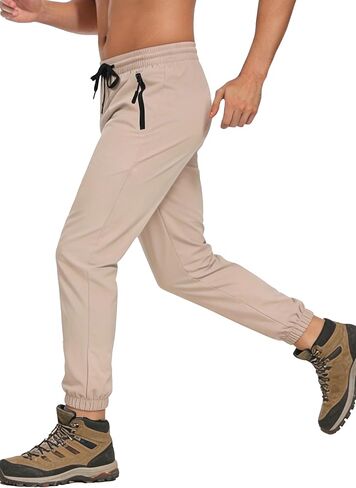 Mens Joggers Hiking Pants Lightweight UPF 50 Water Resistant Quick Dry Athletic Zipper Pocket Travel Workout Running in Saudi Arabia
