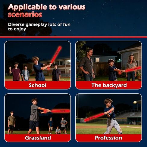 LED Baseball Bat and Ball Get ، توهج قابل لإعادة الشحن في كرات البيسبول المظلمة (5 لون) | شحن USB ، مقاوم للماء | للممارسة الليلية ، ألعاب الفناء الخلفي ، الهدايا للفتيان والبنات والأطفال والكبار in Kuwait