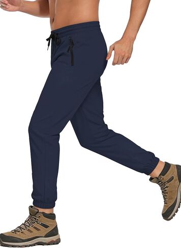 Mens Joggers Hiking Pants Lightweight UPF 50 Water Resistant Quick Dry Athletic Zipper Pocket Travel Workout Running in Kuwait