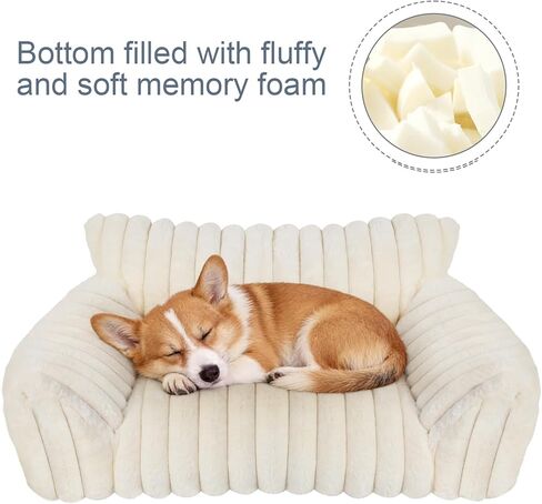 Cute Cat Couch Bed for Indoor Cats, Fluffy Pet Cat Sofa with Premium Soft Corduroy Fleece, Cute Small Dog Beds for Small Dogs, Fuzzy Puppy Chair with Removable Washable Cover (24x18x10,Pink) in Kuwait