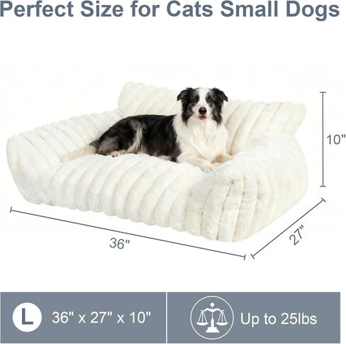 Cute Cat Couch Bed for Indoor Cats, Fluffy Pet Cat Sofa with Premium Soft Corduroy Fleece, Cute Small Dog Beds for Small Dogs, Fuzzy Puppy Chair with Removable Washable Cover (24x18x10,Pink) in Kuwait