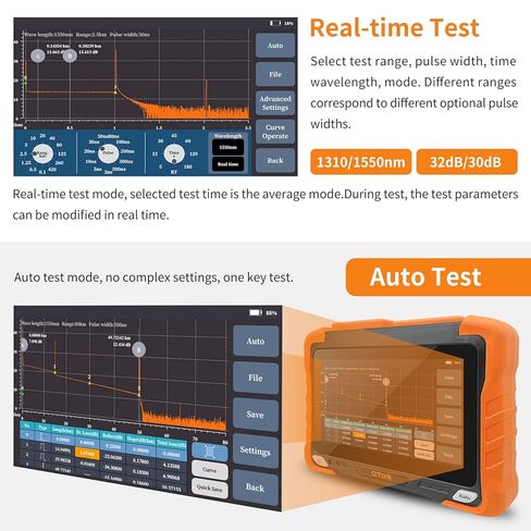 Rsrteng OTDR جهاز اختبار الألياف البصرية 1310 / 1550 نانومتر 32 ديسيبل / 30 ديسيبل المدى 420 كم دقة عالية 7 بوصة شاشة LCD تعمل باللمس SM جهاز اختبار الألياف يدعم خريطة الحدث OPM، VFL، LS، OLS Ethernet برنامج تحليل الاختبار عن بعد in Kuwait