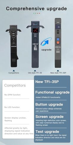 Generic TFI-35P معرف الألياف الضوئية عالي الدقة، 800-1700nm OPM -70dBm إلى +6dBm، كاشف الألياف الحية، وضع فردي/متعدد مع 4 تركيبات، LED، أسود، TFI-35P-A-H in Kuwait