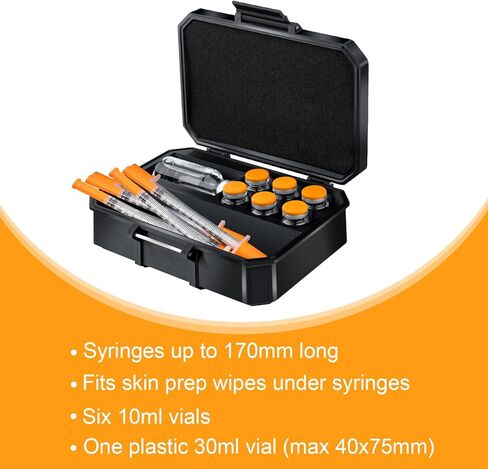 Dual 10ml and 30ml Peptide Storage Case, Heavy Duty Vial Holder Case Suitable for Fridge and Freezer, Room for Syringes and Skin Prep Wipes in Saudi Arabia