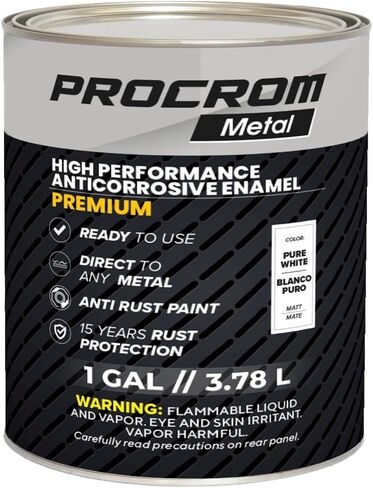 Premium Metal Paint – Matte Pure White, 1 Gallon | Direct-to-Metal, Professional Matte Finish, Up to 15 Years Anti-Rust Protection, Fast-Drying Indoor & Outdoor Coating in Kuwait