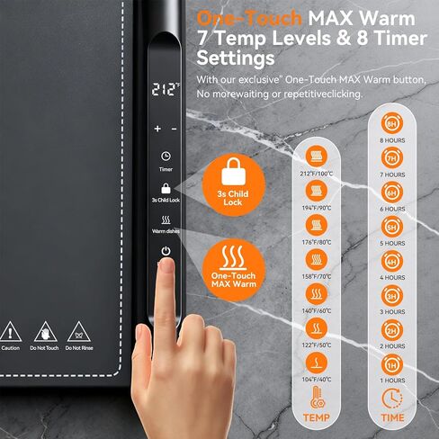 Food Warming Mat 37.2x15.7 Inch, Electric Silicone Heating Pad for Buffet Party, 7 Temperature Settings with 8H Timer & Child Lock, Portable Food Warmer (Grey) in Saudi Arabia