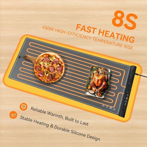 Food Warming Mat 37.2x15.7 Inch, Electric Silicone Heating Pad for Buffet Party, 7 Temperature Settings with 8H Timer & Child Lock, Portable Food Warmer (Grey) in Saudi Arabia