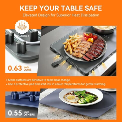 Food Warming Mat 37.2x15.7 Inch, Electric Silicone Heating Pad for Buffet Party, 7 Temperature Settings with 8H Timer & Child Lock, Portable Food Warmer (Grey) in Saudi Arabia