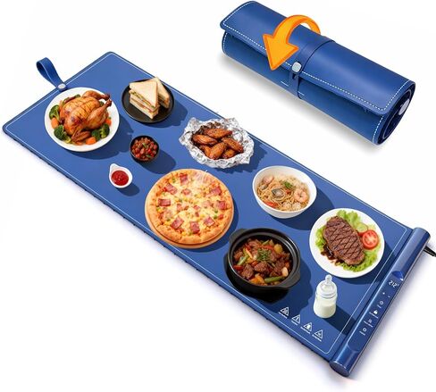 Food Warming Mat 37.2x15.7 Inch, Electric Silicone Heating Pad for Buffet Party, 7 Temperature Settings with 8H Timer & Child Lock, Portable Food Warmer (Grey) in Saudi Arabia