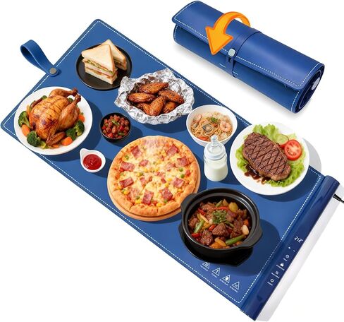Food Warming Mat 37.2x15.7 Inch, Electric Silicone Heating Pad for Buffet Party, 7 Temperature Settings with 8H Timer & Child Lock, Portable Food Warmer (Grey) in Saudi Arabia