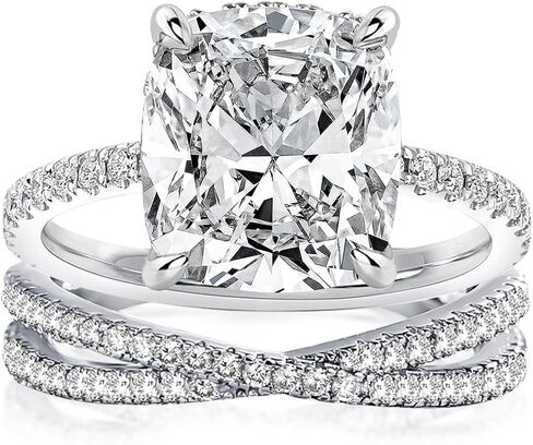 5CT Pear Cut Engagement Ring Set for Women, S925 Silver Open Band 5A Cubic Zirconia Wedding Bridal Ring Set in Kuwait